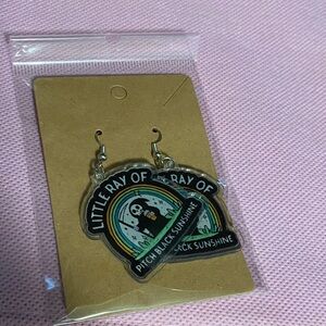 NWT Little Ray Of Pitch Black Sunshine Rainbow Skull Earrings